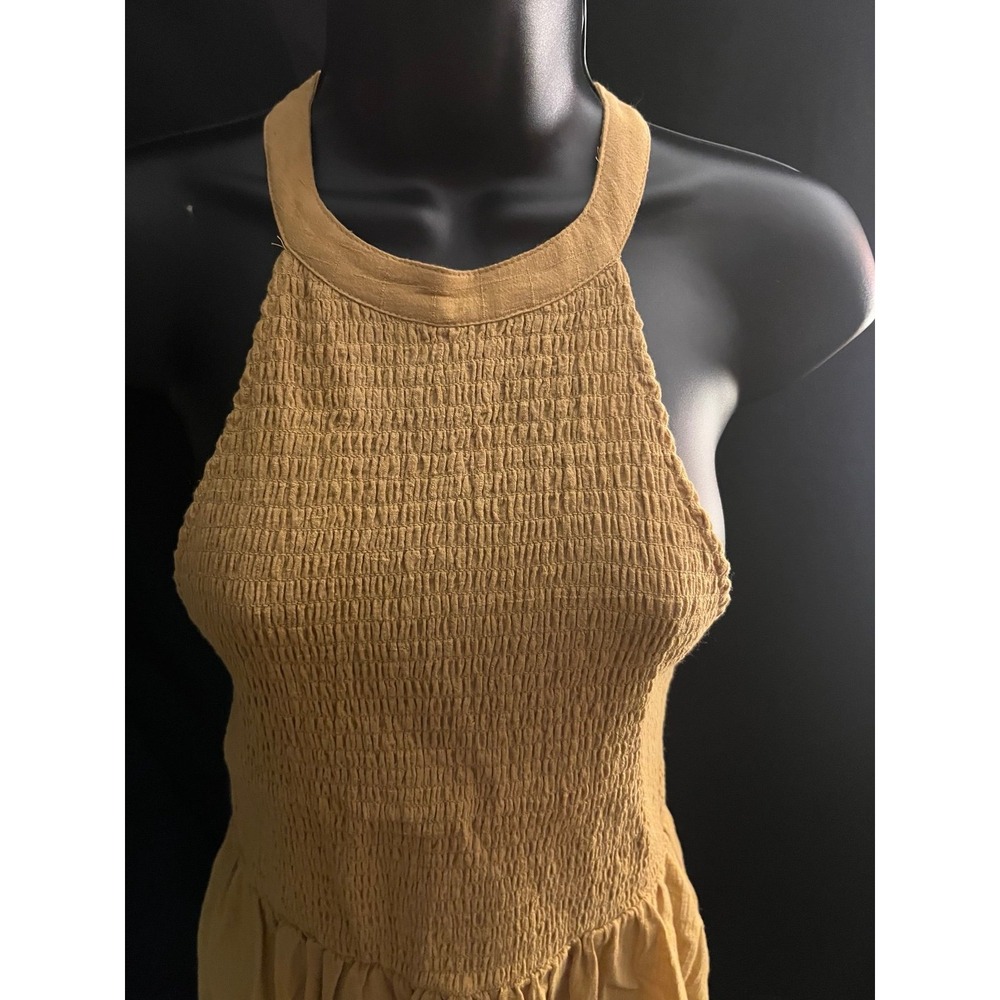 NWT Wishlist Apparel 100% cotton mustard‎ yellow halter poplum top size Medium